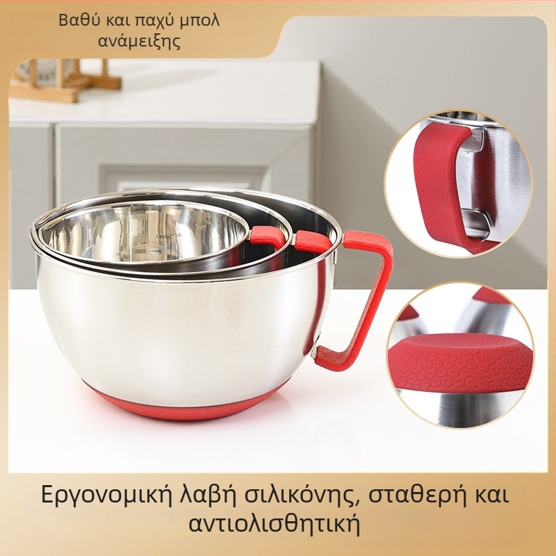 Ανοξείδωτο μπολ κουζίνας από ατσάλι για χτύπημα αυγών, ζύμωση ζύμης και πλύσιμο λαχανικών – οικιακό μπολ για μαγείρεμα, αρτοποίηση και σαλάτες