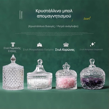 Κρυστάλλινο κουτί αποθήκευσης κοσμημάτων με απομαγνητιστικό λίθο