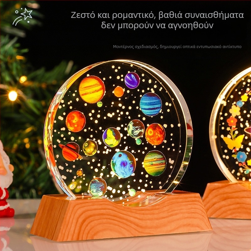 Χρωματιστά κρυσταλλικά διακοσμητικά, δίσκος κυκλικού σχήματος, DIY δώρο, φωτιζόμενο νυχτερινό φως, ρομαντικό ουρανό με αστέρια, χριστουγεννιάτικο δώρο για φίλους