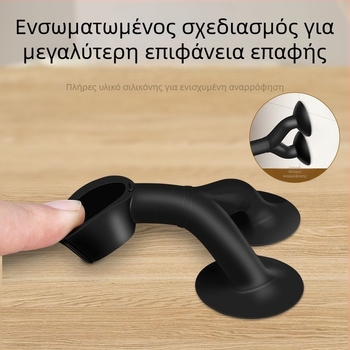 Σιλικονούς stopper πόρτας με διπλές βεντούζες – χωρίς τρύπες, εγκατάσταση στον τοίχο, μαλακός προστατευτικός προφυλακτήρας πόρτας για μπάνιο και οικιακούς χώρους