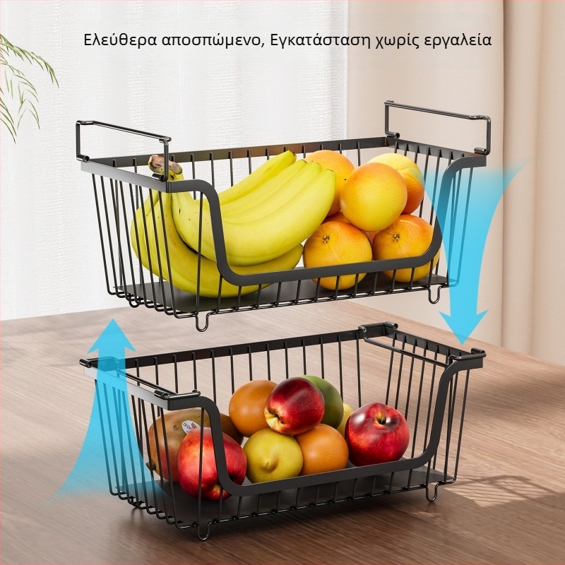 Μεταλλικός οργανωτής κουζίνας για επιφάνεια, καλάθι λαχανικών και φρούτων, ράφι μπαχαρικών, πολλαπλών χρήσεων