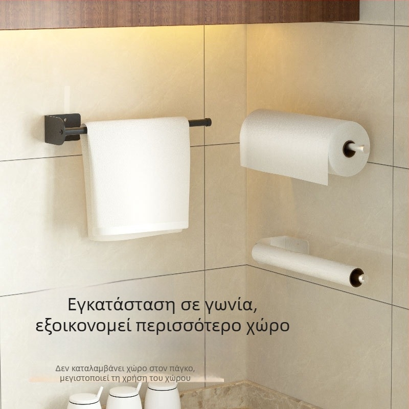 Τοίχου ράφι από ανοξείδωτο ατσάλι για φιλμ τροφίμων, χαρτί κουζίνας, ρολά χαρτιού, πανιά και απορροφητικό χαρτί για λάδια