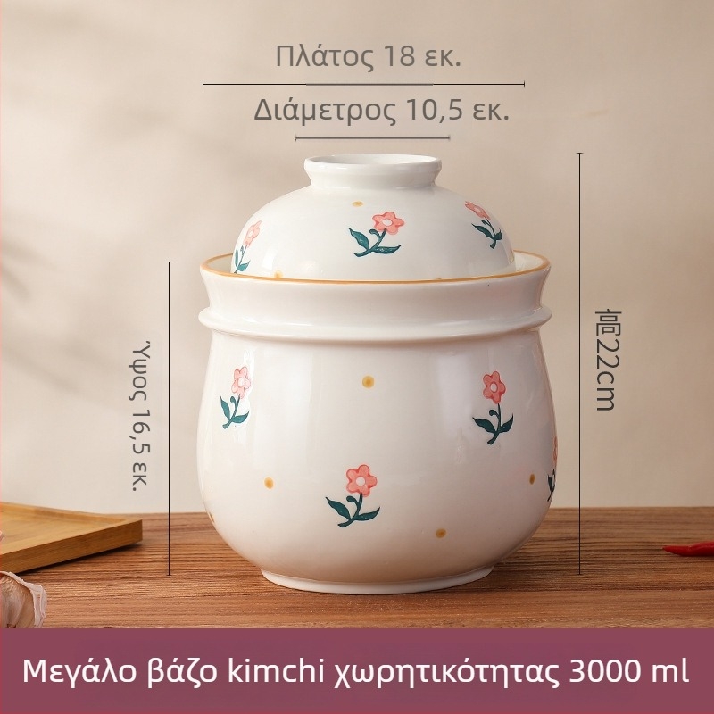 Κεραμικός βάζος για τουρσί λαχανικών με εσωτερικό καπάκι, κινέζικού στυλ, χωρητικότητα 2,1–3 λίτρα, κατάλληλο για φούρνο μικροκυμάτων