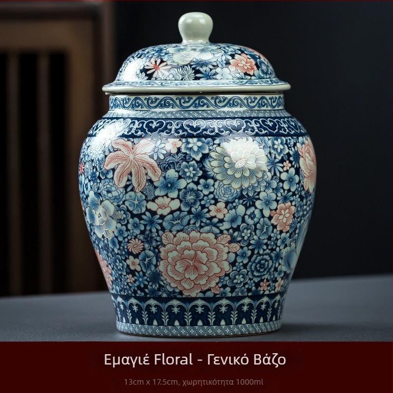 Κεραμικός δοχέας τσαγιού μπλε‑λευκό Ru Kiln, μικρός οικιακός σφραγιζόμενος αποθηκευτικός βάζος τσαγιού, ρετρό στυλ