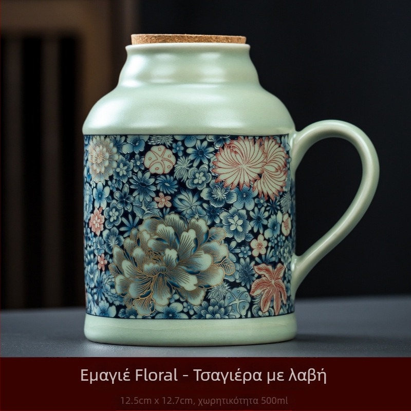 Κεραμικός δοχέας τσαγιού μπλε‑λευκό Ru Kiln, μικρός οικιακός σφραγιζόμενος αποθηκευτικός βάζος τσαγιού, ρετρό στυλ