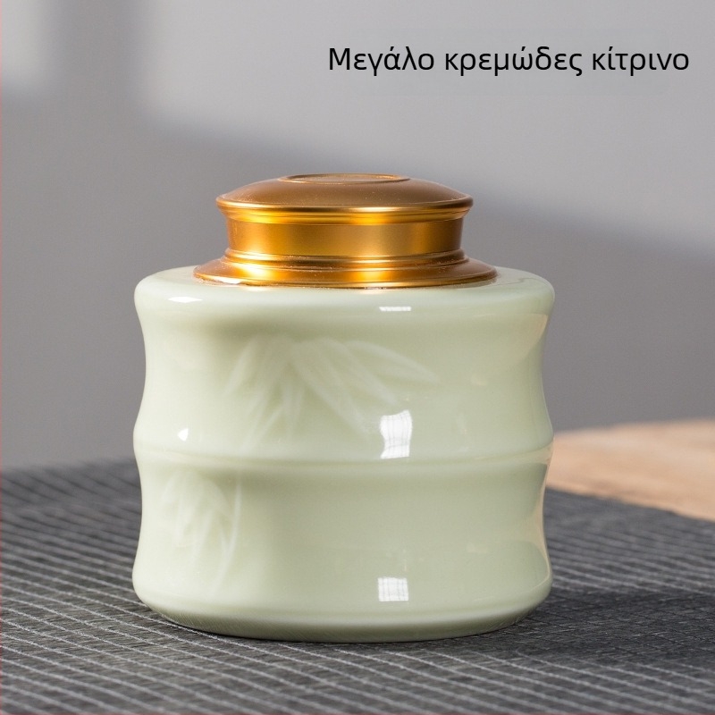Δοχείο Pu'er τσαγιού με μεταλλικό καπάκι, κεραμικό φινίρισμα Celadon Longquan, σφραγμένος αποθηκευτικός κάδος για τσάι, μεγάλος και μεσαίος