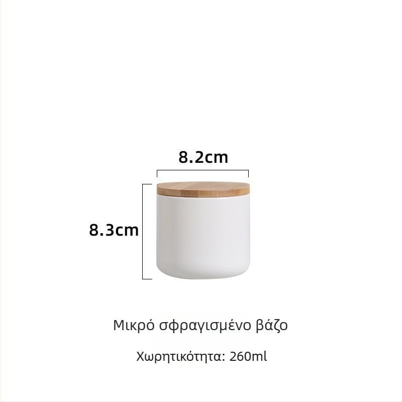 Σκανδιναβικό κεραμικό σφραγισμένο δοχείο αποθήκευσης κουζίνας, πορσελάνη, 800–1000 ml, τριών επιπέδων, μοντέρνος μινιμαλισμός, για σιτηρά, γλυκίσματα, καφέ και τσάι