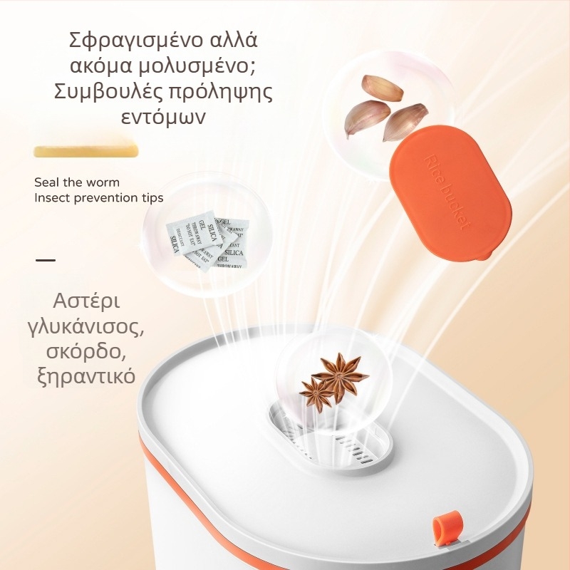 Κουτί αποθήκευσης ρυζιού με αυτόματη διανομή, σφραγισμένο, ανθεκτικό σε υγρασία και έντομα, οικιακό δοχείο αποθήκευσης τροφίμων, χωρητικότητας 10 L