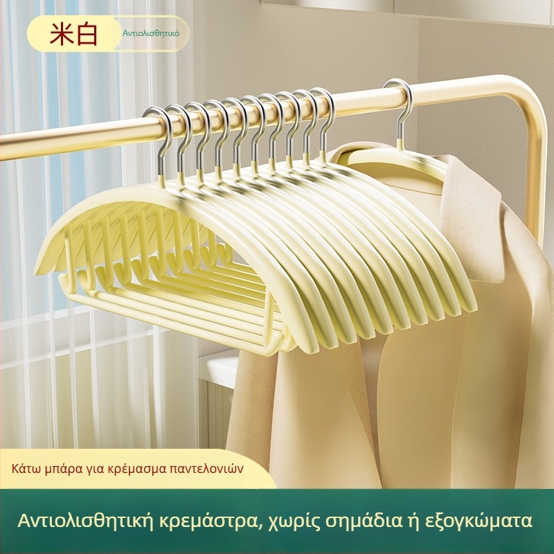 Κρεμάστρα ρούχων από ανοξείδωτο ατσάλι με επίστρωση πλαστικού, ημικυκλική σχεδίαση, παχύτερη αντιολισθητική μεταλλική κατασκευή, πολυλειτουργική νανο κρεμάστρα ρούχων