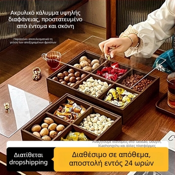 Πιάτο ξηρών φρούτων σε κινεζικό στυλ για οικιακό σαλόνι με τραπεζάκι καφέ, με υφή ξύλου καρυδιάς, υψηλής ποιότητας πολυτέλεια για την παρασκευή τσαγιού και αποθήκευση ξηρών καρπών και φρούτων
