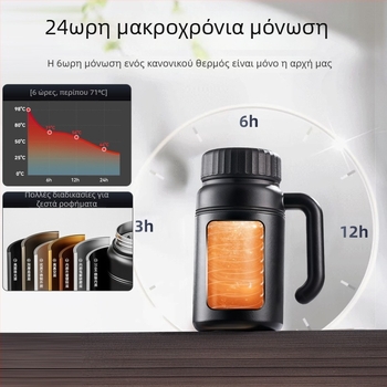 Πολυτελής θερμομονωμένη κούπα με λαβή για άνδρες, μεγάλη χωρητικότητα, διαχωρισμός τσαγιού και νερού, κατάλληλη για γραφείο και σπίτι, ανοξείδωτος χάλυβας