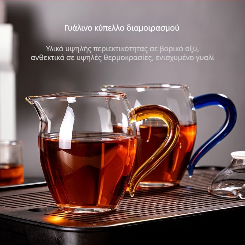 Αριστοκρατικό θερμοανθεκτικό γυάλινο σετ τσαγιού με φίλτρο – υψηλής ποιότητας σετ σε ιαπωνικό στυλ, διακριτικό πολυτελές