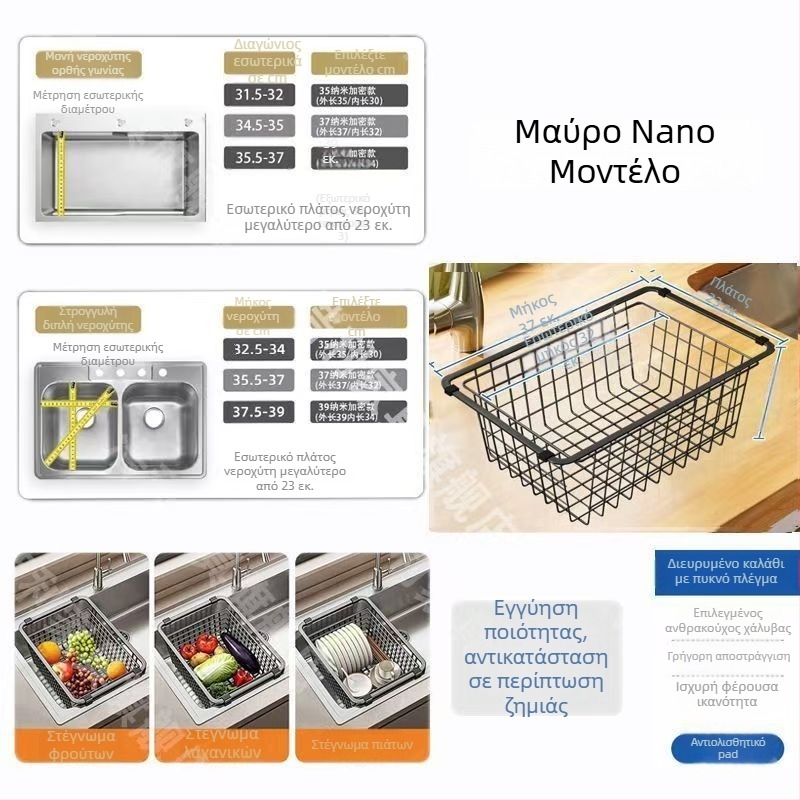 Υψηλής ποιότητας ράφι αποστράγγισης νεροχύτη — πολλαπλών χρήσεων για πιάτα, μαχαιροπίρουνα και λαχανικά, μπλε νανο φινίρισμα