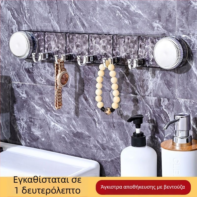 Περιστρεφόμενο άγκιστρο με βεντούζα και πολλαπλές σειρές, χωρίς τρύπες, ανθεκτικό φορτίο για το μπάνιο, στον τοίχο πίσω από την πόρτα, χωρίς ίχνη