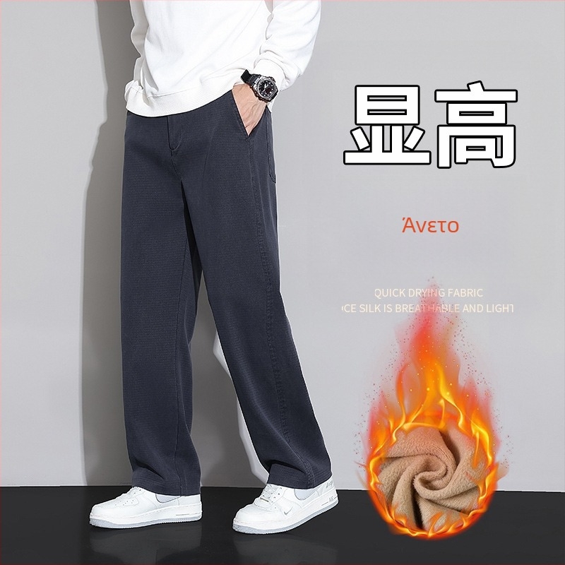 Ανδρικά παντελόνια Lyocell, business casual, φαρδιά ίσια γραμμή, φθινοπωρινά-χειμωνιάτικα