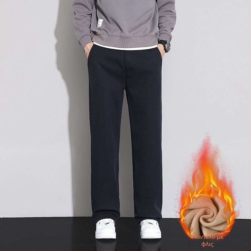 Ανδρικά παντελόνια Lyocell, business casual, φαρδιά ίσια γραμμή, φθινοπωρινά-χειμωνιάτικα