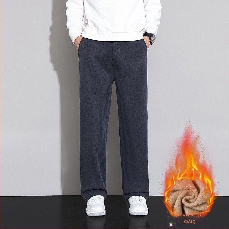 Ανδρικά παντελόνια Lyocell, business casual, φαρδιά ίσια γραμμή, φθινοπωρινά-χειμωνιάτικα