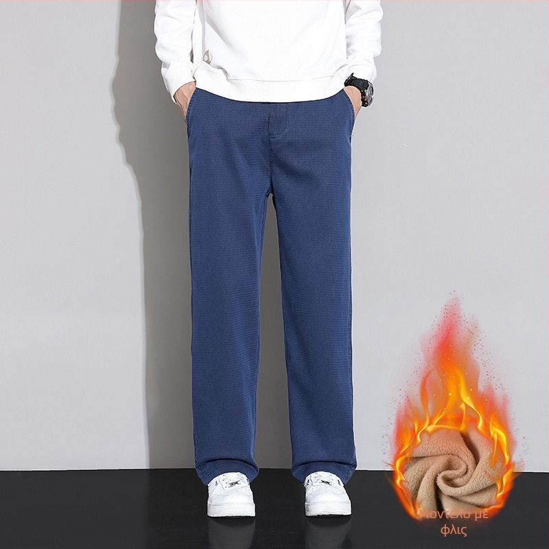 Ανδρικά παντελόνια Lyocell, business casual, φαρδιά ίσια γραμμή, φθινοπωρινά-χειμωνιάτικα