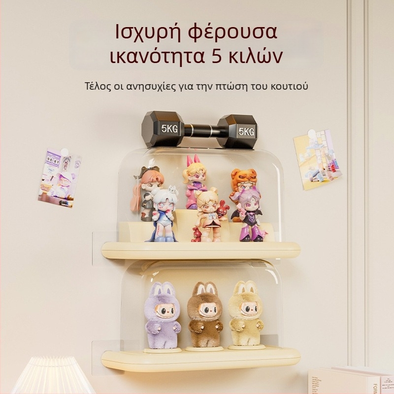 Επιτοίχιο Labubu κουτί προβολής φιγούρων με διαφανές προστατευτικό κάλυμμα κατά της σκόνης