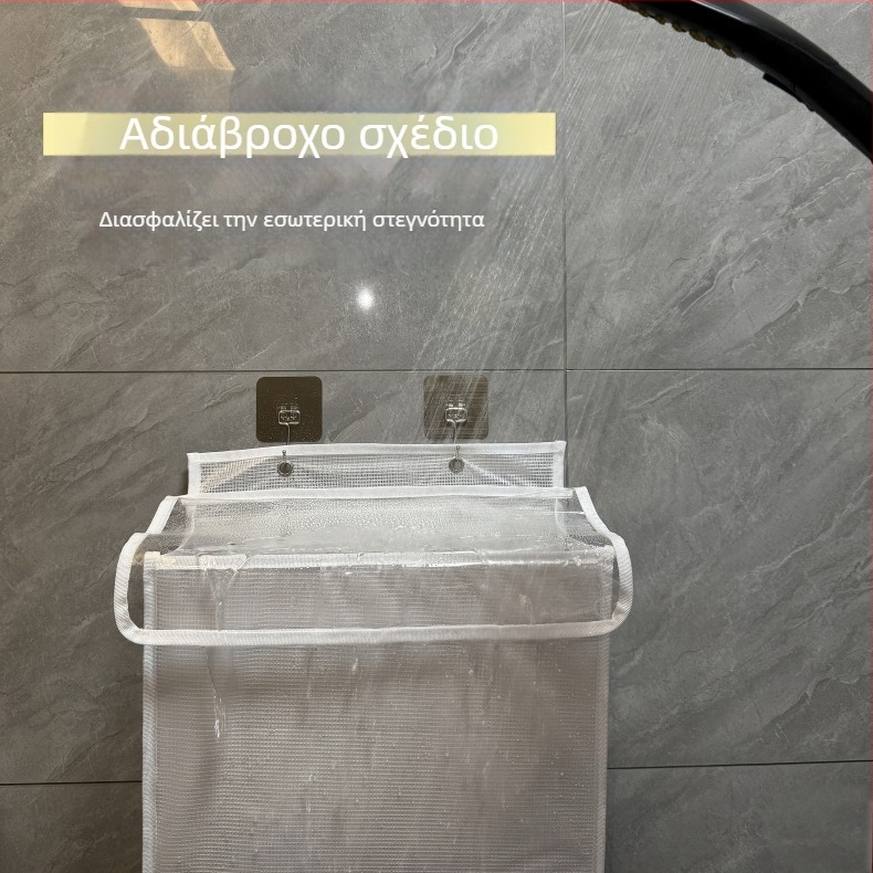 Αδιάβροχη κρεμάστρα αποθήκευσης μπάνιου με μεγάλο χώρο για ρούχα και καλλυντικά, εγκατάσταση στον τοίχο χωρίς τρύπες, δικτυωτό σχέδιο