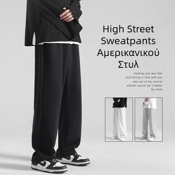 Ανδρικά casual αθλητικά παντελόνια, 2026 άνοιξη/φθινόπωρο, ελεύθερη γραμμή, ίσιο–ευρύ σιλουέτα