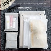 Σετ τσαντών αποθήκευσης ταξιδιού — διαφανείς, αδιάβροχες и προστατευτικές από σκόνη με φερμουάρ για ρούχα, παπούτσια και εσώρουχα