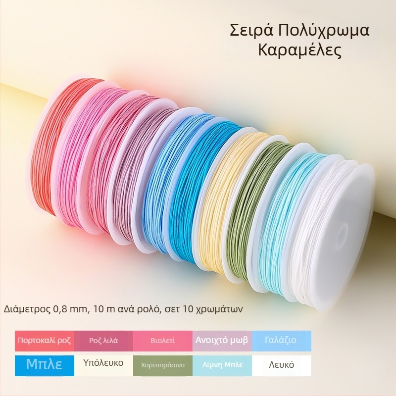Cen σετ νήματος νεφρίτη, 10 χρωμάτων, αριθμός 72, 10 μ., νήμα για χάντρες, χειροποίητο DIY βραχιόλι και κολιέ