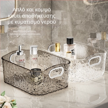 Ακρυλικός επιτραπέζιος οργανωτής αποθήκευσης για καλλυντικά, κραγιόν και σνακ, διαφανής οργανωτής με καθρέφτη για περιποίηση προσώπου στο τραπεζάκι μακιγιάζ