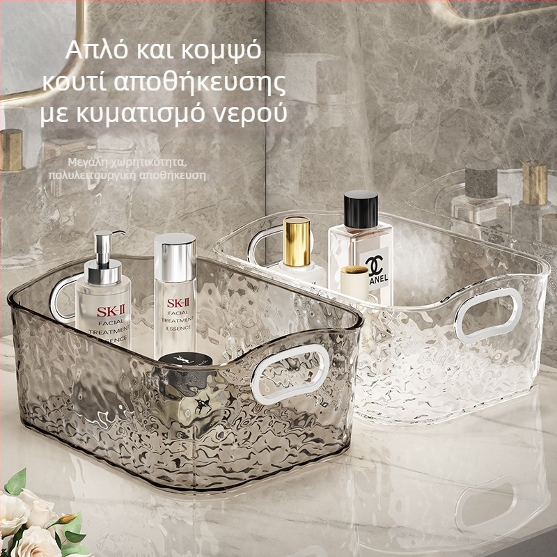 Ακρυλικός επιτραπέζιος οργανωτής αποθήκευσης για καλλυντικά, κραγιόν και σνακ, διαφανής οργανωτής με καθρέφτη για περιποίηση προσώπου στο τραπεζάκι μακιγιάζ