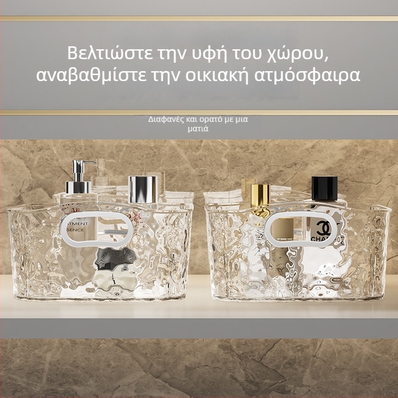 Ακρυλικός επιτραπέζιος οργανωτής αποθήκευσης για καλλυντικά, κραγιόν και σνακ, διαφανής οργανωτής με καθρέφτη για περιποίηση προσώπου στο τραπεζάκι μακιγιάζ