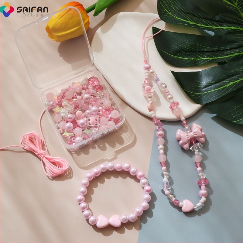 Σετ χαντρών για DIY βραχιόλι – ανάμεικτα υλικά για κοσμήματα και χάντρες μπρελόκ κινητού