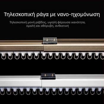 Αλουμινένιος οδηγός κουρτινών με αθόρυβο ολισθητήρα, ρωμαϊκή ράβδος για κουρτίνες, μονο- και διπλή τροχιά, επάνω τοποθέτηση, τύπος με γάντζο
