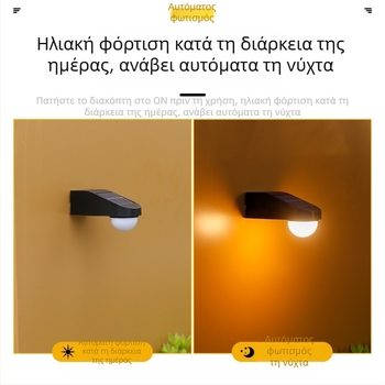Ηλιακό εξωτερικό φωτιστικό τοίχου για κήπο και μπαλκόνι – διακοσμητικό φωτιστικό τοπίου, νυχτερινό φως