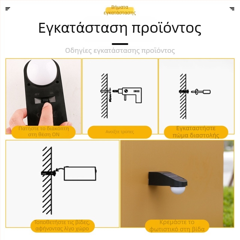 Ηλιακό εξωτερικό φωτιστικό τοίχου για κήπο και μπαλκόνι – διακοσμητικό φωτιστικό τοπίου, νυχτερινό φως