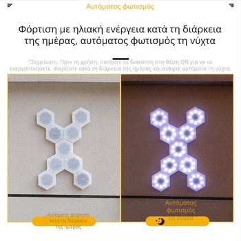 Ηλιακό φωτιστικό με 8 LED σε σχήμα κυψέλης – διακοσμητικό φως για εξωτερικό τοίχο, νυχτερινό φως