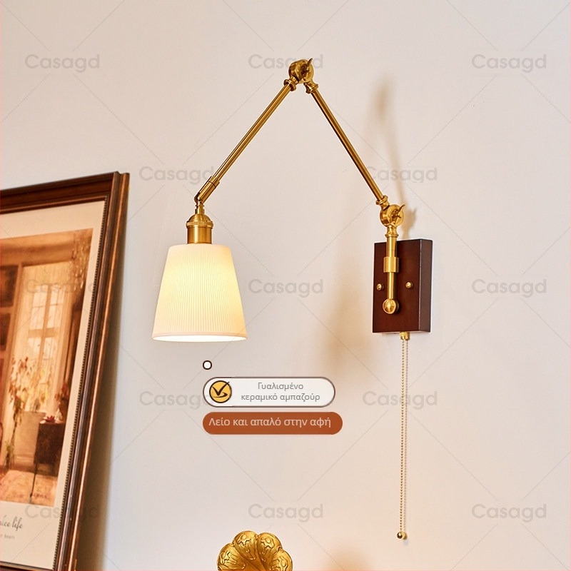 Casa vintage φωτιστικό τοίχου υπνοδωμάτιου, γαλλικό ρετρό στυλ wabi-sabi, με αναδιπλούμενο βραχίονα, ατμοσφαιρικό φωτιστικό τοίχου για σαλόνι