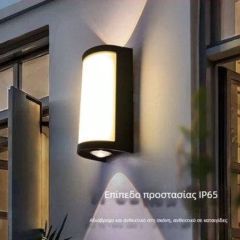 Απλή εξωτερική λυχνία τοίχου με αδιάβροχη προστασία και τριπλή προστασία, κατάλληλη για αυλή, είσοδο βίλας, μπαλκόνι και ταράτσα, εξαιρετικά φωτεινή