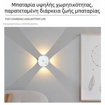 Εσωτερικό επιτοίχιο LED φωτιστικό με αισθητήρα κίνησης, σχέδιο τεσσάρων ματιών, περιβαλλοντικό φωτισμό σε τρεις αποχρώσεις για διάδρομο και υπνοδωμάτιο
