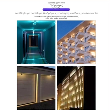 Επιτοίχιο RGB LED φως για πλαίσιο πόρτας και περβάζι παραθύρου, κατάλληλο διάδρομο και KTV, 360° δέσμη, αλουμινένιο περίβλημα, IP67, 220V