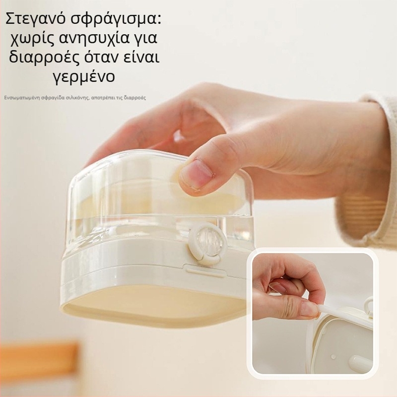Διπλού επιπέδου θήκη για τεχνητά δόντια και ορθοδοντικά εξαρτήματα με εργαλείο καθαρισμού, διαφανής φορητός οργανωτής