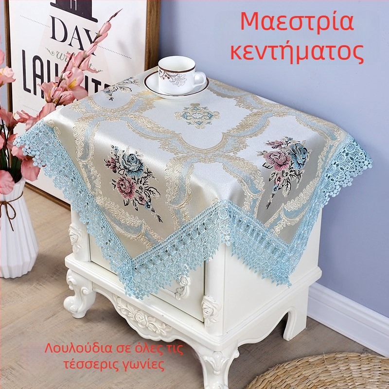Λινή κάλυψη κομοδίνου σε ευρωπαϊκό στυλ, τετράγωνος τραπεζομάντιλο, πολλαπλών χρήσεων προστασία από τη σκόνη