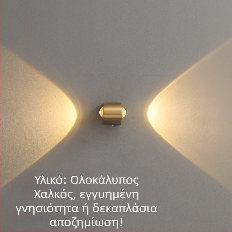 Λαμπτήρας τοίχου από ολόκληρο χαλκό με προβολή για ζεστή ατμόσφαιρα – κατάλληλος για διάδρομο, είσοδο και σκάλες · ασύρματη εγκατάσταση · λαμπτήρας υπνοδωματίου
