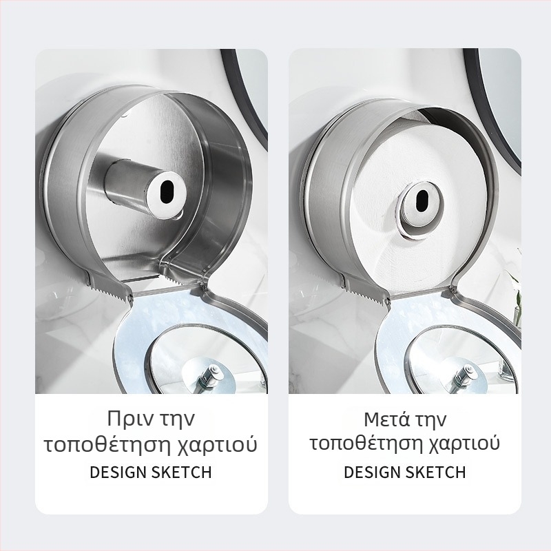 Επιτοίχιος διανομέας χαρτιού υγείας για μεγάλο ρολό, κατάλληλος για ξενοδοχεία και δημόσιους χώρους υγιεινής