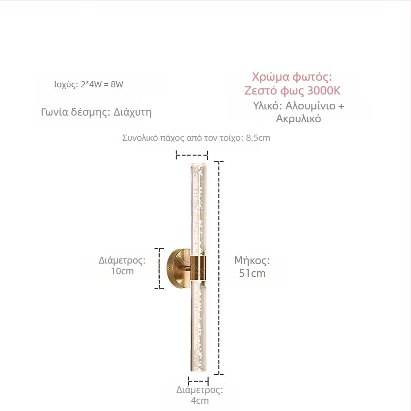 LED τοίχικη λάμπα με φουσκωτή λωρίδα, σε στυλ light luxury, για μοντέρνο διάδρομο και φόντο καθιστικού