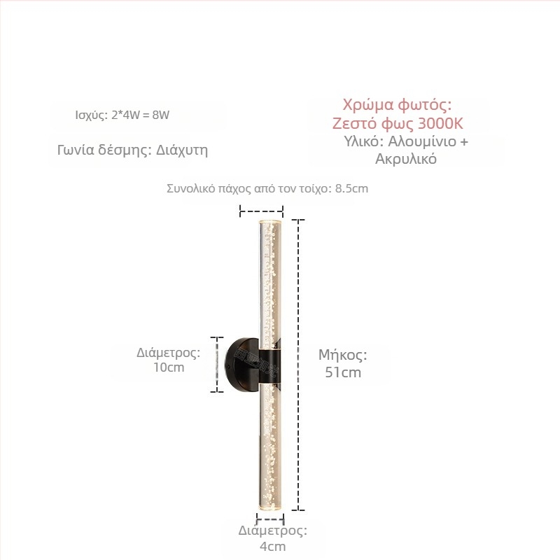 LED τοίχικη λάμπα με φουσκωτή λωρίδα, σε στυλ light luxury, για μοντέρνο διάδρομο και φόντο καθιστικού
