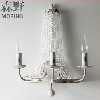 Morino Lighting Vintage τοίχου λαμπτήρας με κρύσταλλα και χυτό σίδερο – αμερικάνικο country γαλλικό ρετρό
