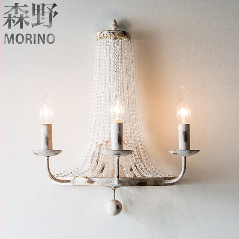 Morino Lighting Vintage τοίχου λαμπτήρας με κρύσταλλα και χυτό σίδερο – αμερικάνικο country γαλλικό ρετρό
