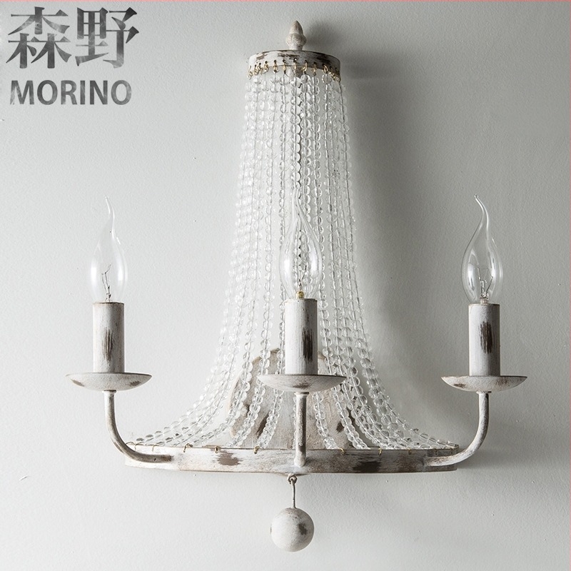 Morino Lighting Vintage τοίχου λαμπτήρας με κρύσταλλα και χυτό σίδερο – αμερικάνικο country γαλλικό ρετρό
