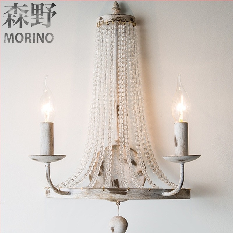 Morino Lighting Vintage τοίχου λαμπτήρας με κρύσταλλα και χυτό σίδερο – αμερικάνικο country γαλλικό ρετρό