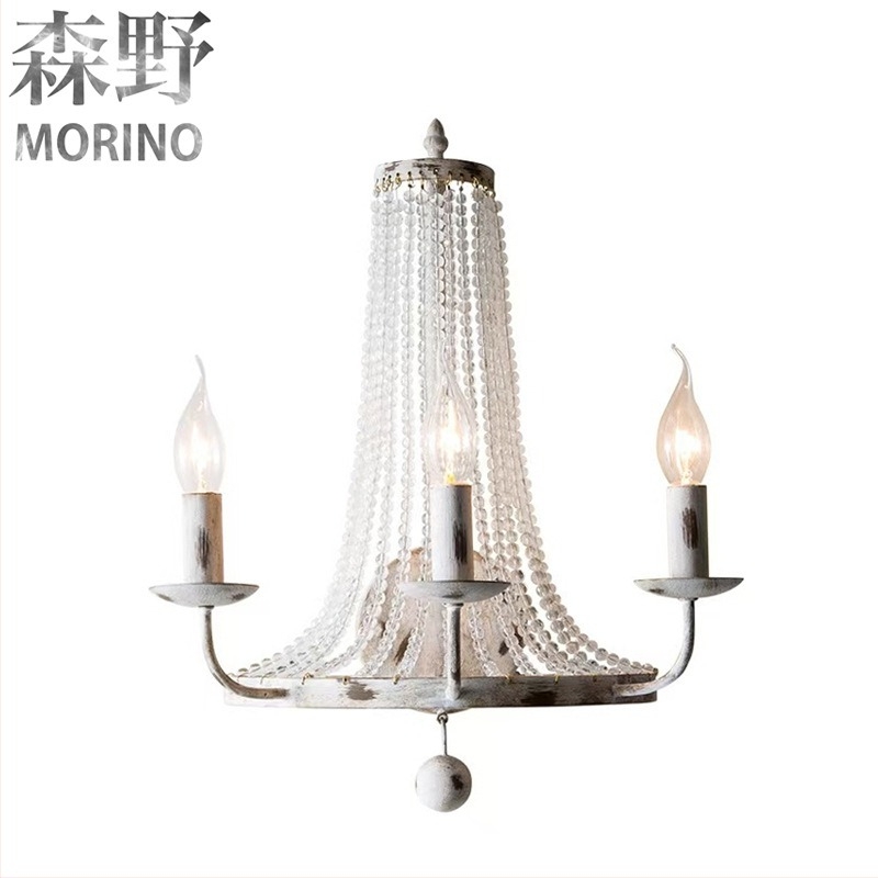 Morino Lighting Vintage τοίχου λαμπτήρας με κρύσταλλα και χυτό σίδερο – αμερικάνικο country γαλλικό ρετρό